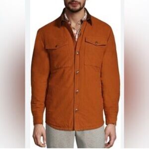 Land's End Men's Size Large Tall Moleskin Shirt Jacket - Burnt Caramel